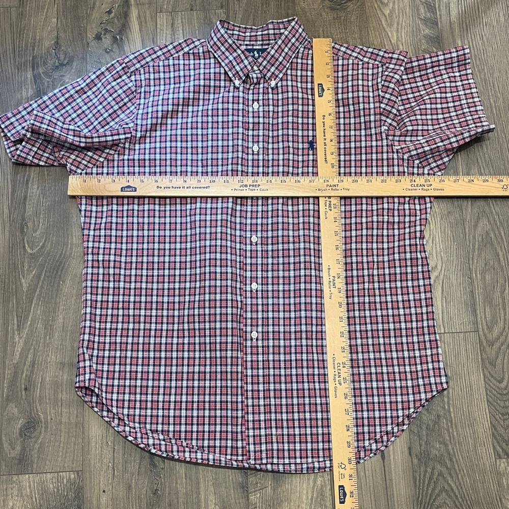 Polo Ralph Lauren Mens XL Classic Fit Red White Blue Plaid Short Sleeve Shirt - Picture 3 of 5